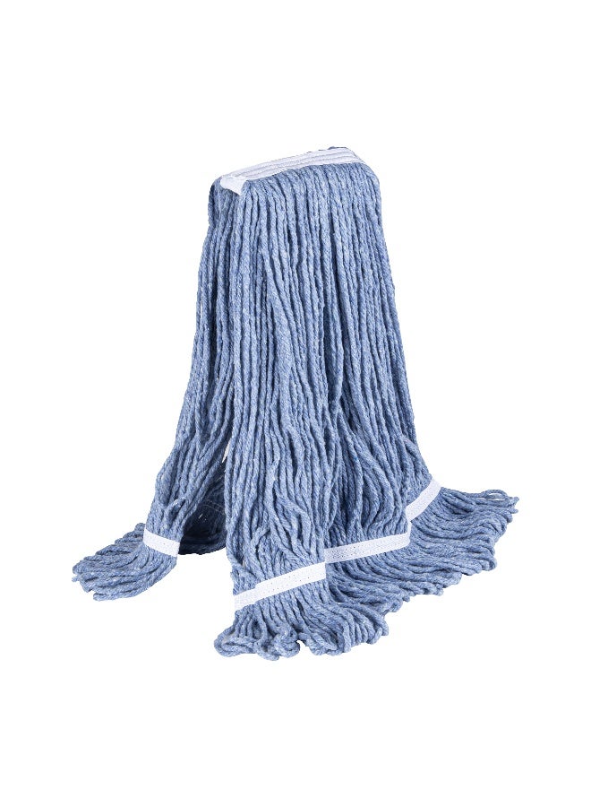 Restaurantware RW Clean 24 Ounce Replacement Mop Head, 1 Heavy-Duty String Mop Head - Mop Handle Sold Separately, Loop End, Blue Poly-Cotton Blend Wet Mop Head, Refill, For Home or Commercial Use - Image 2