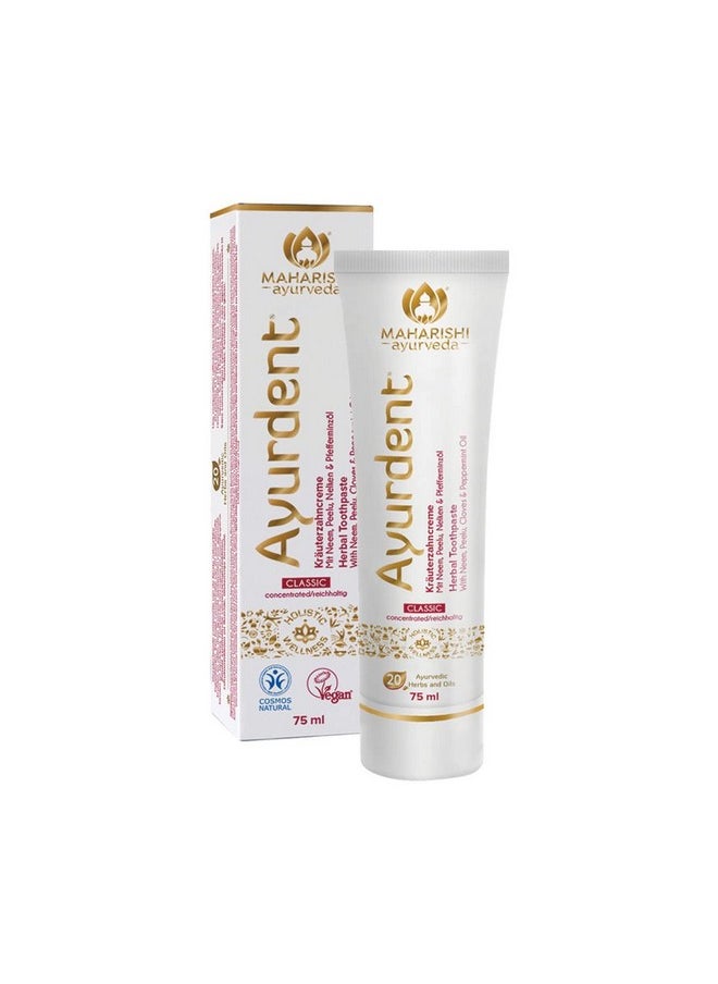 Maharishi Ayurveda - Ayurdent Classic Ayurvedic Herbal Toothpaste All Natural ; Sls & Fluoride Free Antioxidant & Anti Bacterial Benefits ;Whitens & Strengthens Teeth ; Helps Fight Plaquetartar;75Ml - Image 1