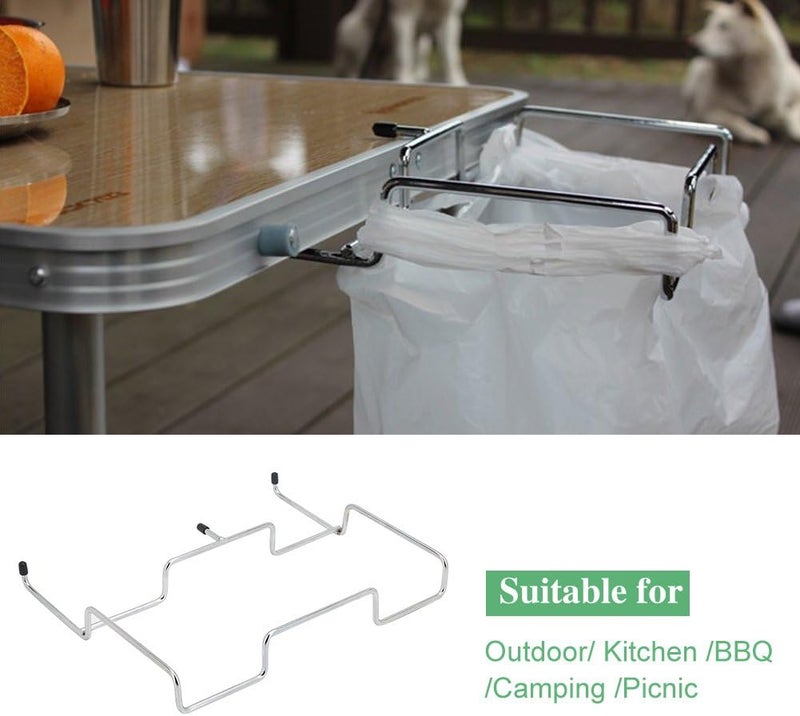 klarako Trash Bag Rack, Outdoor Trash Can Bracket Dustbin Cage Garbage Plastic Bag Holder Table Rack for BBQ Camping Picnic, 13.6 X 10.2 X 1.8inch - Image 5