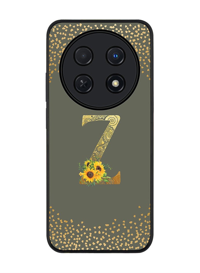 Stylizedd Rugged Black edge case for Huawei nova 12i 4G, Slim fit Soft Cover - Custom Monogram Initial Letter Floral Pattern Alphabet - Z (Olive Green) - Image 1