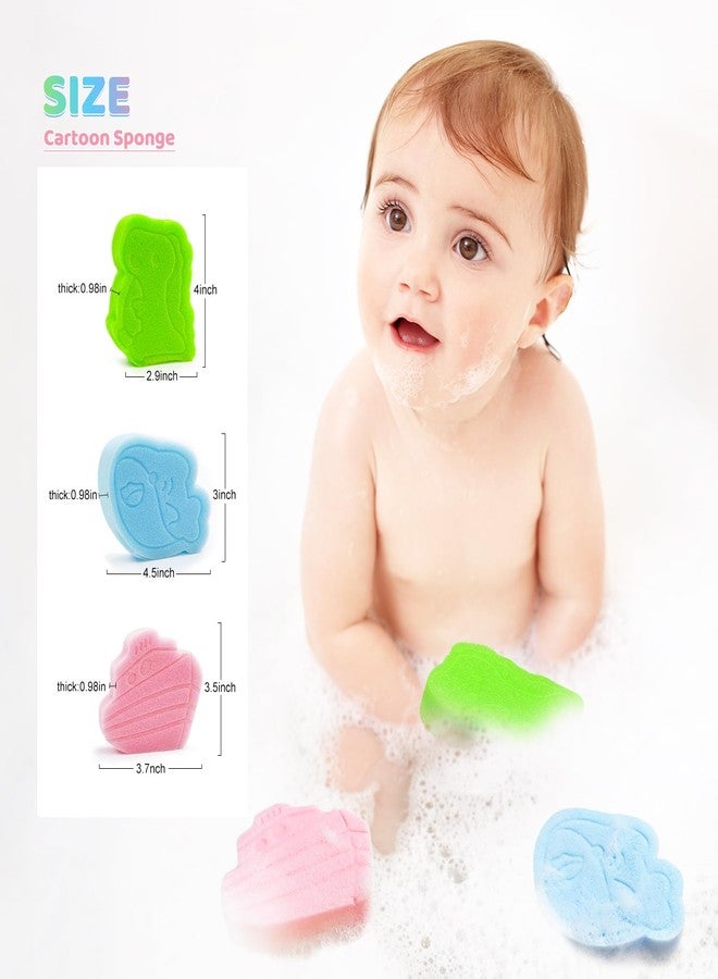 DANCELF Baby Bath Sponge, Natural Cute Shapes Soft Shower Sponges for Bathing, Bathtub Foam for Infants and Toddler, 3pcs : Blue Whale, Pink Ship, Green Dinosaur - Image 2