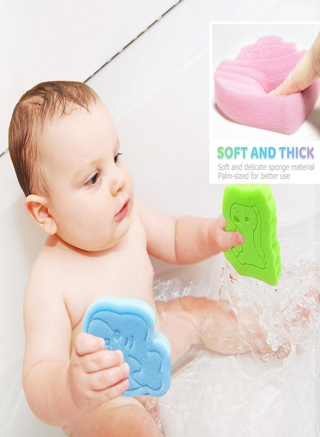 DANCELF Baby Bath Sponge, Natural Cute Shapes Soft Shower Sponges for Bathing, Bathtub Foam for Infants and Toddler, 3pcs : Blue Whale, Pink Ship, Green Dinosaur - Image 3