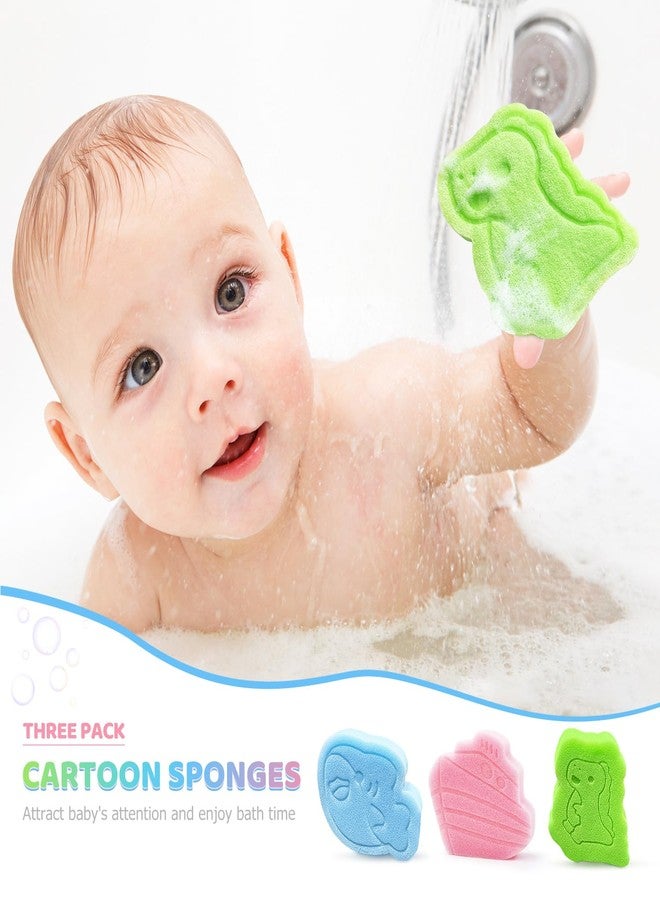 DANCELF Baby Bath Sponge, Natural Cute Shapes Soft Shower Sponges for Bathing, Bathtub Foam for Infants and Toddler, 3pcs : Blue Whale, Pink Ship, Green Dinosaur - Image 5
