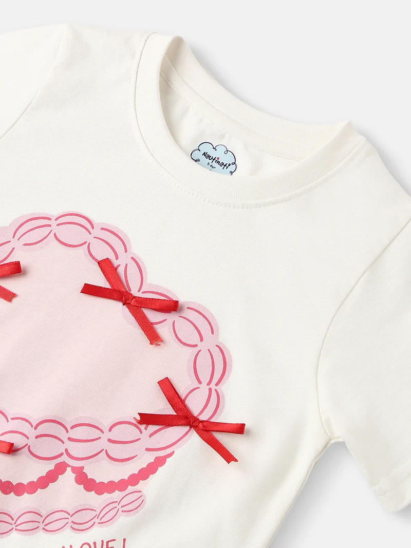 Nautinati White Nautinati Girls'  Digital Printed Halfsleeve T- shirt for Women | Best Price UAE