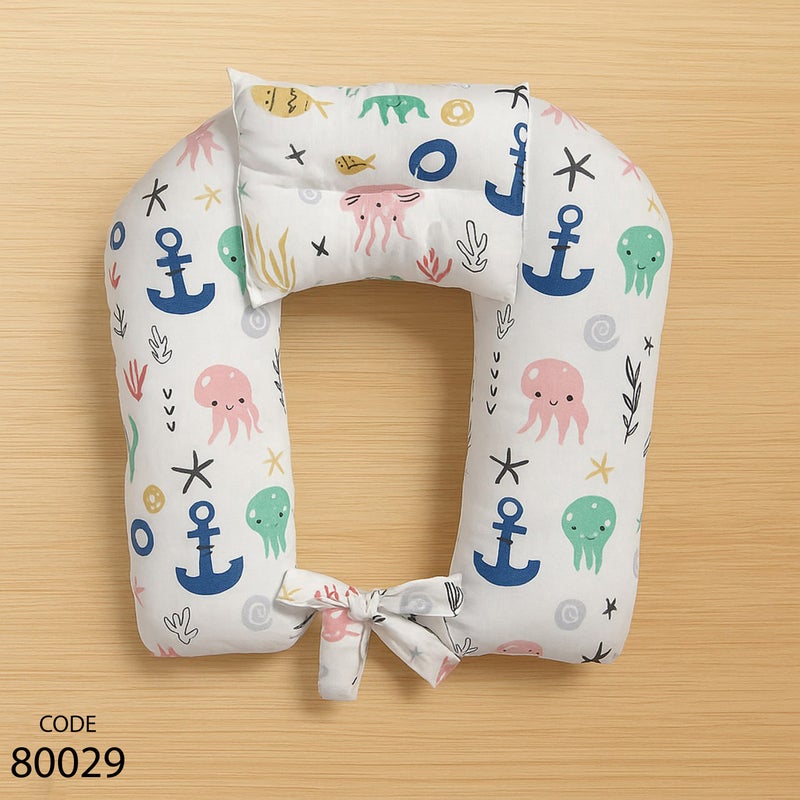 Breastfeeding Support Pillow for Mothers with Head Pillow and Washable Cover.