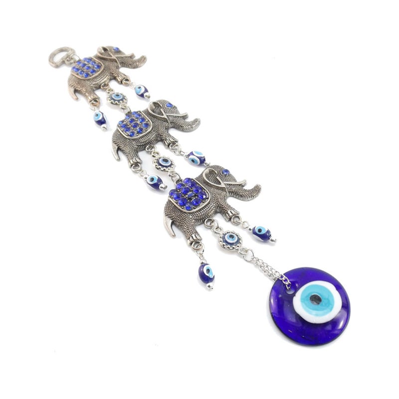 Persofine Blue Evil Eye Wall Hanging Pendant Decor,Turkish Nazar Amulet Elephant Decor for Home - Image 1