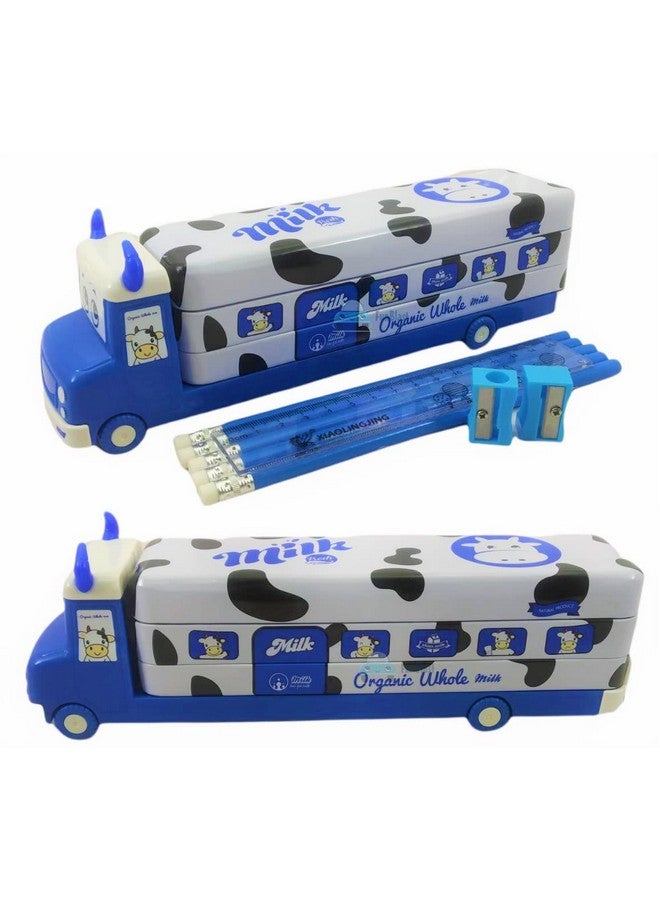 فنبلاست صندوق أقلام فن بلاست للأطفال مع إطارات متحركة ومبراة لشاحنة الأطفال، صندوق هندسي للأطفال والفتيات (متعدد الألوان) - Image 1