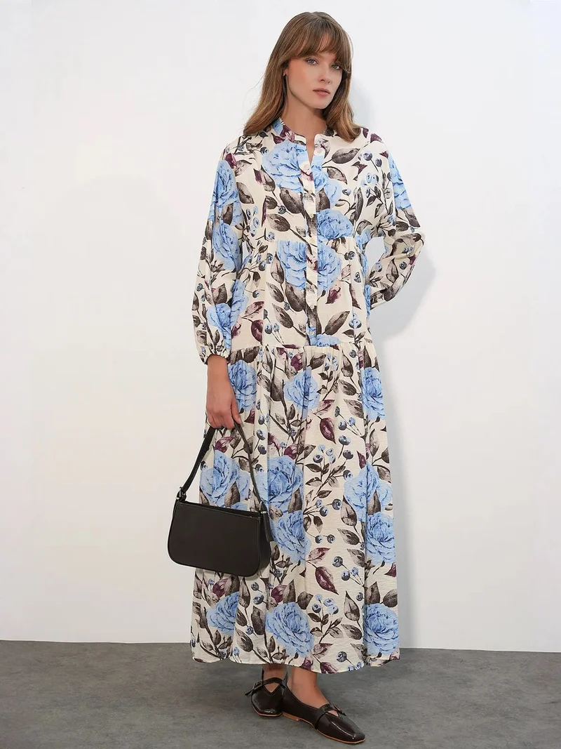 Big Dart  BDART Floral Maxi Dress With Mandarin Collar for Women | Best Price UAE