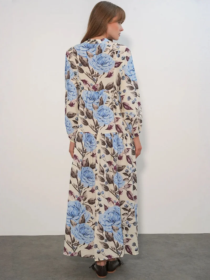 Big Dart  BDART Floral Maxi Dress With Mandarin Collar for Women | Best Price UAE