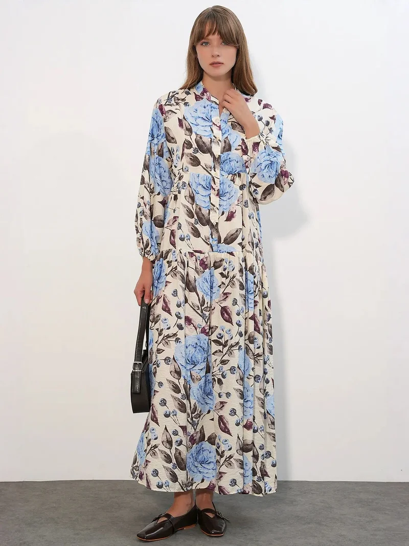 Big Dart  BDART Floral Maxi Dress With Mandarin Collar for Women | Best Price UAE