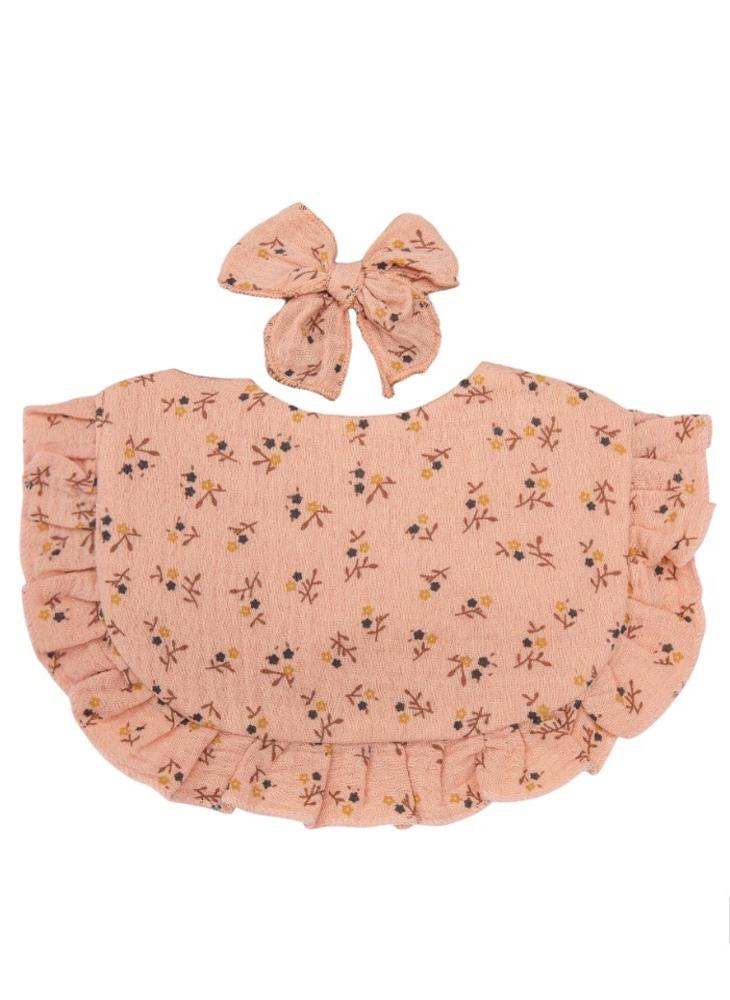 Bambimici Bambimici -Bella Baby Bib Set for Babies - Flower Printed Peach  - Image 1