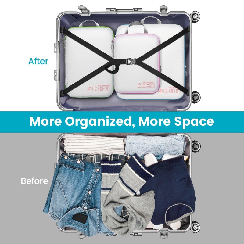 Cambond Compression Packing Cubes for Travel Women - 3 Pack Luggage Organizers Bags Travel Essentials Compression Cubes for Carry on Suitcases, White - Image 5