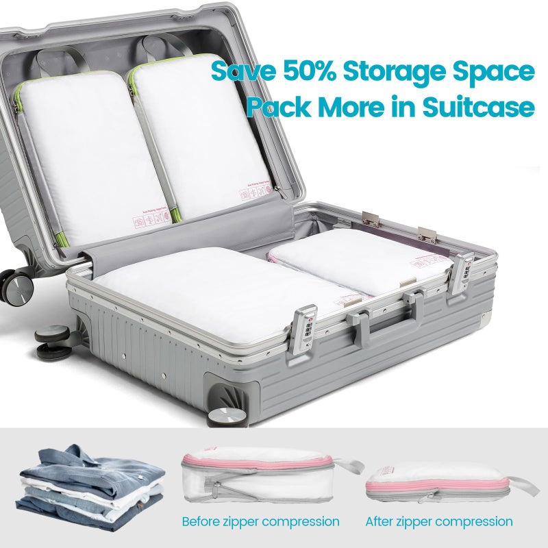 Cambond Compression Packing Cubes for Travel Women - 3 Pack Luggage Organizers Bags Travel Essentials Compression Cubes for Carry on Suitcases, White - Image 4