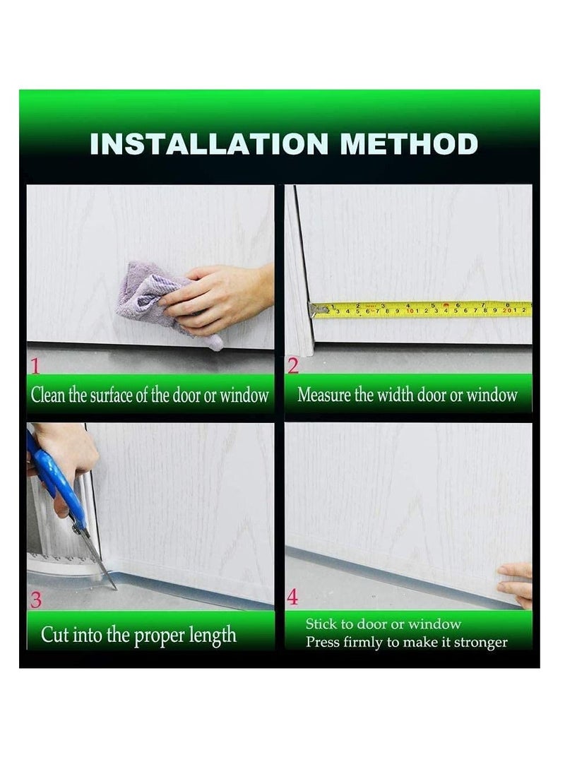 TYCOM - Silicone Seal Strip and Weather Stripping with Self Adhesive for Bottom of Doors Door Draft Stopper 3M Weather Stripping Door Bottom Gap Replacement Strip Roll Soundproof 45MM. - Image 1