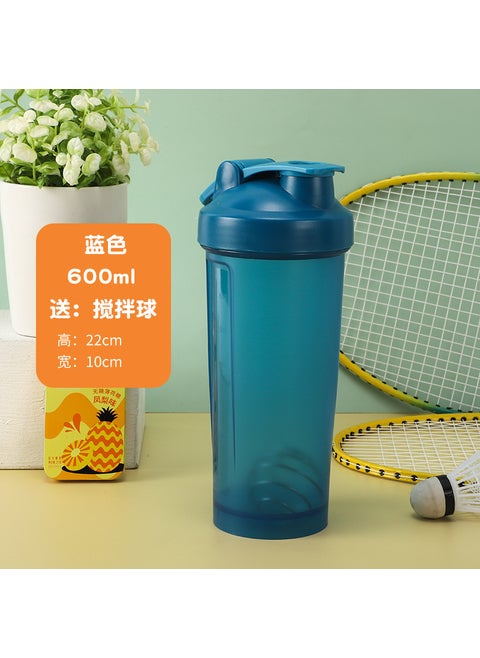 600ML Protein Shaker Multi-Color Sports Bottle with Mixer Ball Blue