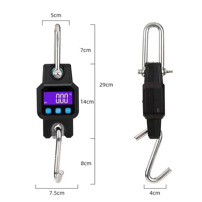 Hanging Scale, 300kg/50g Crane Scale Rechargeable Digital Hanging Hook Scales Electronic Weight Heavy Duty Weight.(Black) - Image 3