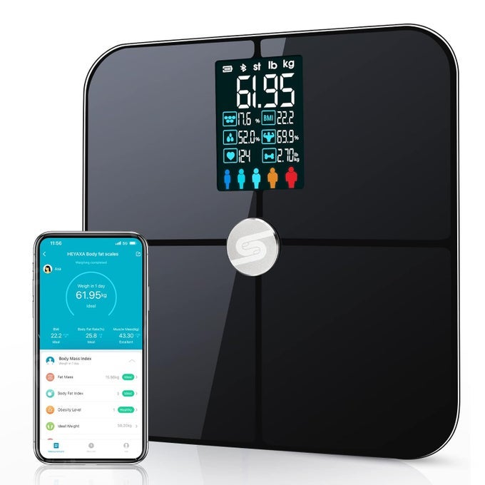 SMART SCALE FOR BODY WEIGHT DIGIATL WEIGHT SCALE WITH LARGE LCD DISPLAY 17 BODY COMPOSITION ANALYZER SYNC TO APP BATHROOM BODY FAT SCALE FOR BMI BMR HEART RATE 400LBBLACK