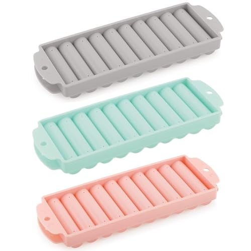 Puthak Stick Ice Cube Tray - 10-Cylinder Sticks for Water Bottle, Plastic Ice Cube Tray with Lid - 3pc Sets, Easy Release Freezer Moulds - Image 1