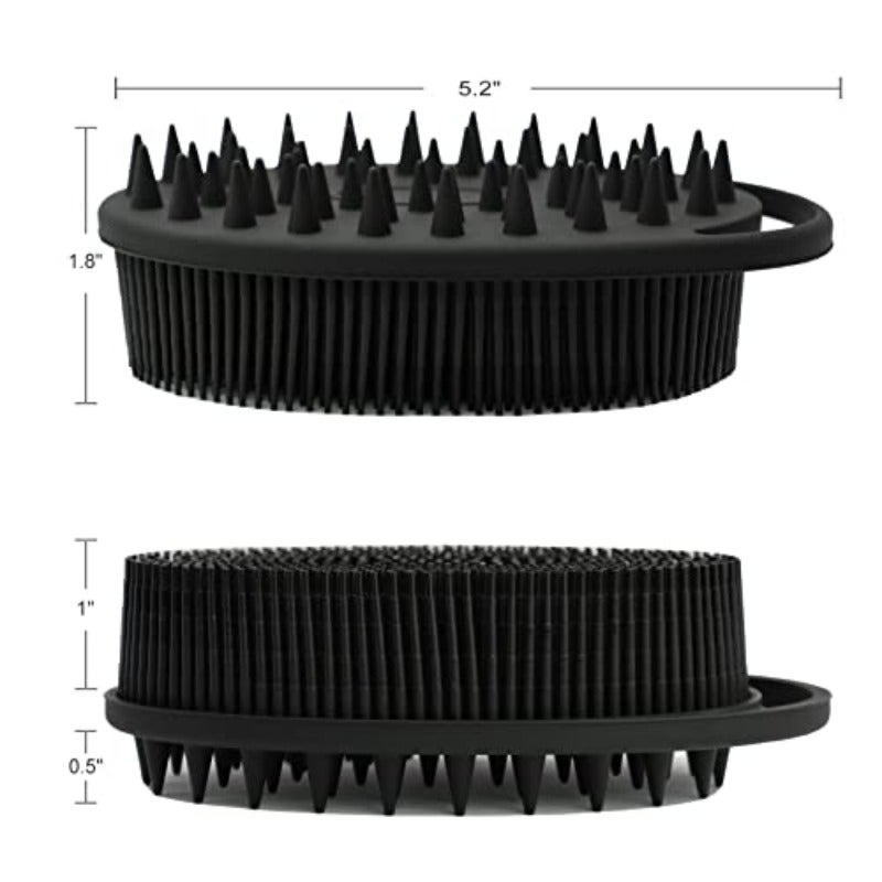 Body Scrubber and Hair Shampoo Brush All in One Premium Silicone Loofah Exfoliating Body Brush Scalp Massager for Women Men Pet 1PC Black - Image 5