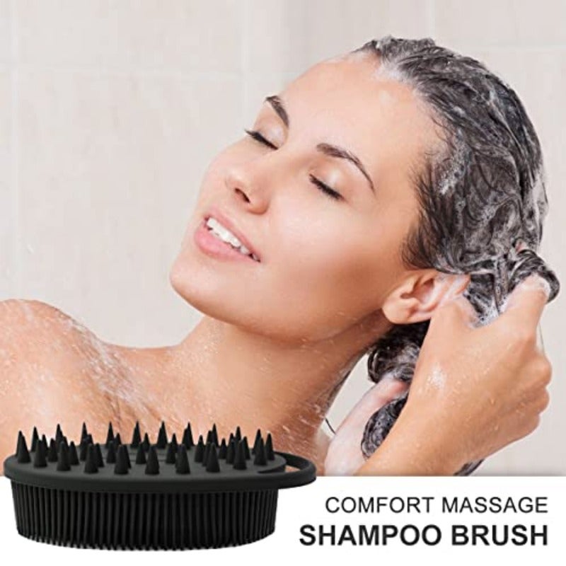Body Scrubber and Hair Shampoo Brush All in One Premium Silicone Loofah Exfoliating Body Brush Scalp Massager for Women Men Pet 1PC Black - Image 3