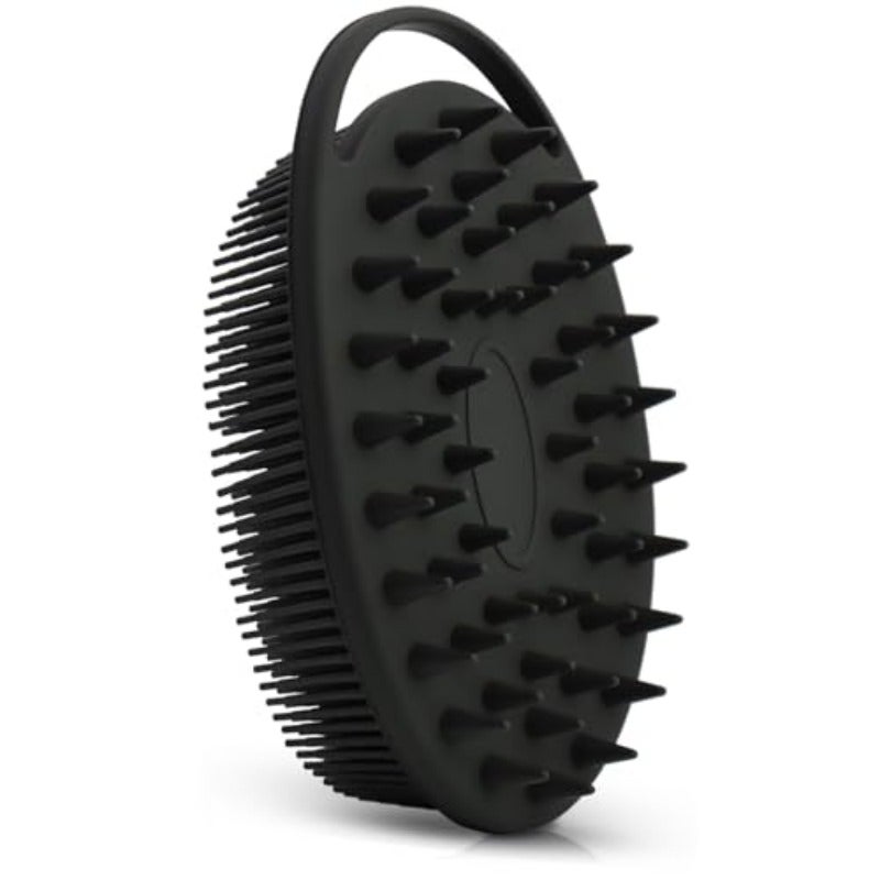 Body Scrubber and Hair Shampoo Brush All in One Premium Silicone Loofah Exfoliating Body Brush Scalp Massager for Women Men Pet 1PC Black - Image 1