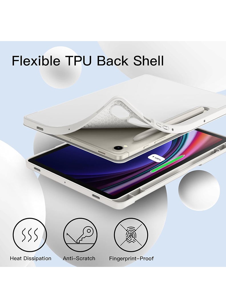 Theodor Case Compatible with Samsung Galaxy Tab S10 FE / S9 FE 10.9-Inch / S9 11-Inch, Smart Case with Pencil Holder, Slim Trifold Stand Case with Soft TPU Back, Auto Sleep/Wake Cover- Grey - Image 4