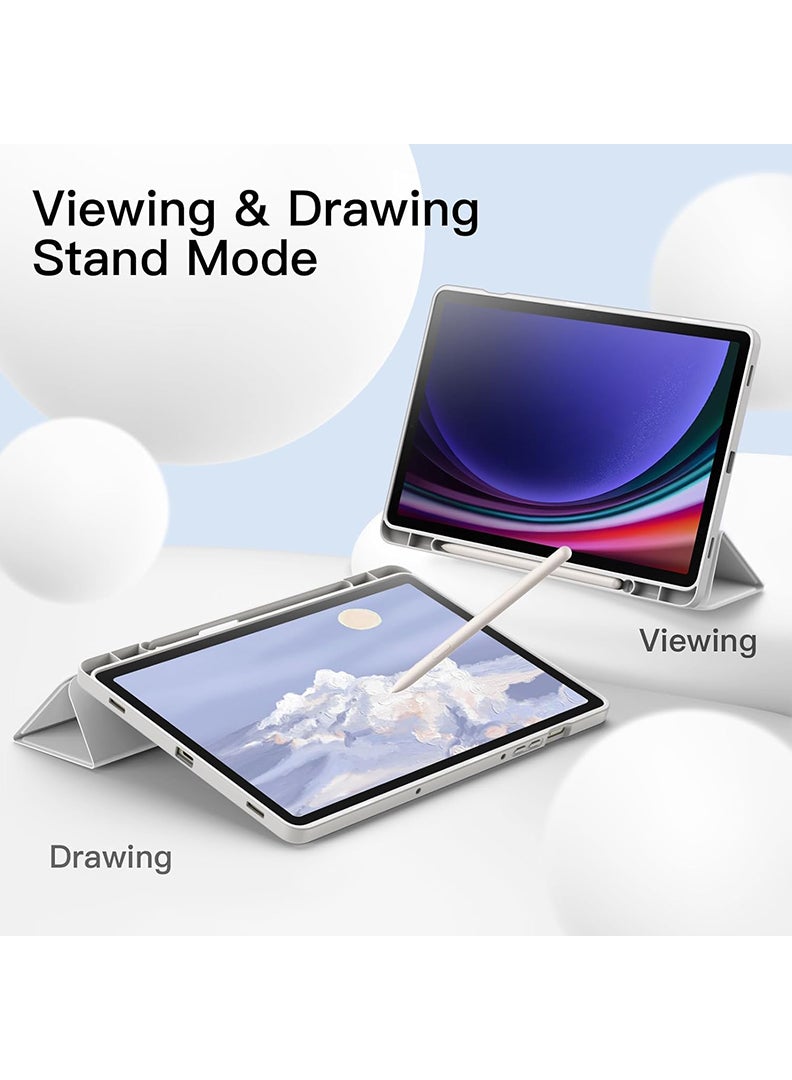 Theodor Case Compatible with Samsung Galaxy Tab S10 FE / S9 FE 10.9-Inch / S9 11-Inch, Smart Case with Pencil Holder, Slim Trifold Stand Case with Soft TPU Back, Auto Sleep/Wake Cover- Grey - Image 5