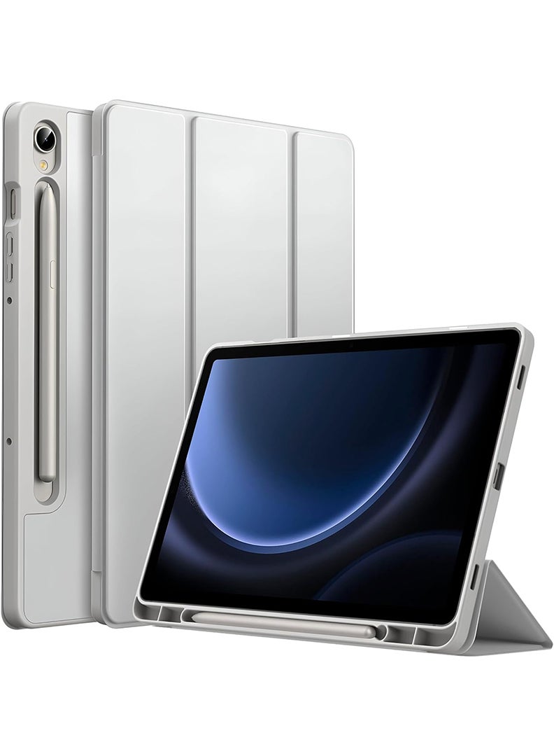 Theodor Case Compatible with Samsung Galaxy Tab S10 FE / S9 FE 10.9-Inch / S9 11-Inch, Smart Case with Pencil Holder, Slim Trifold Stand Case with Soft TPU Back, Auto Sleep/Wake Cover- Grey - Image 1