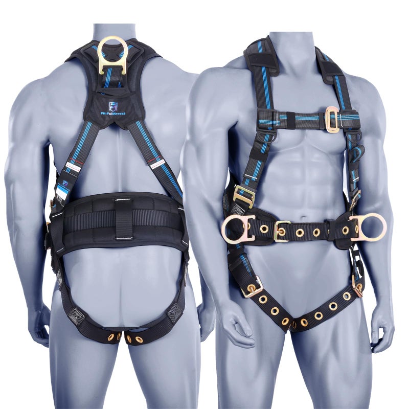 FHFallArrest Safety Harness Fall Protection Kit,5pt Full-Body Roofing harness with Support Waist Pad,Vented & Padded Shoulder For Construction(XL/2XL) - Image 1