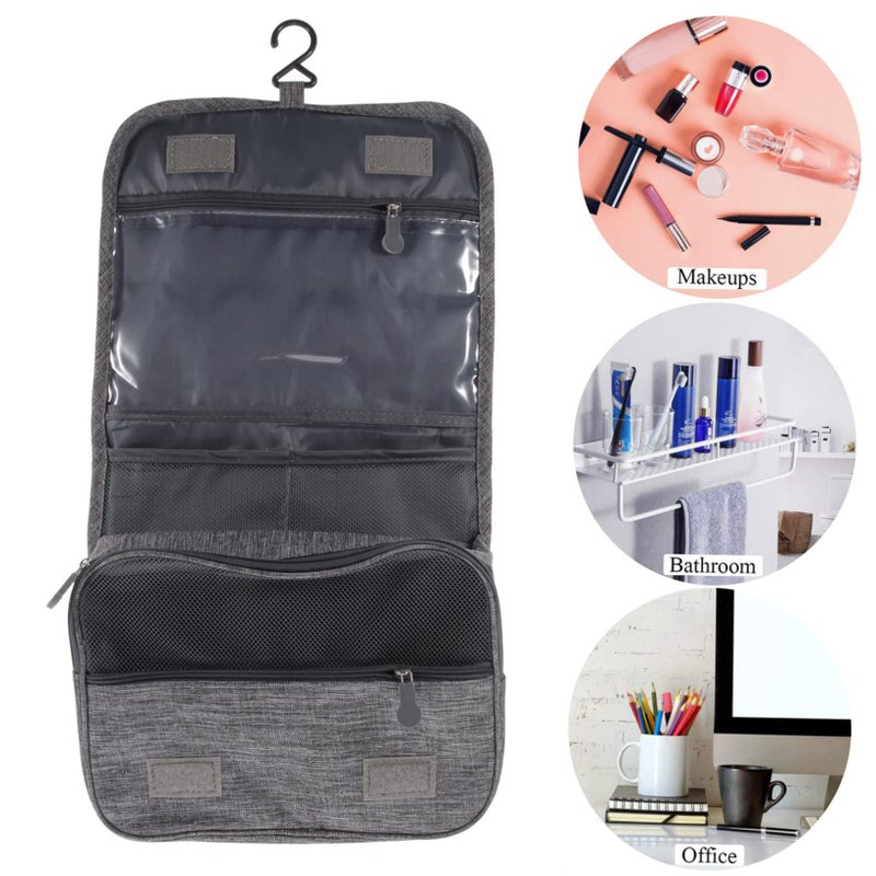 Large Capacity Waterproof Travel Toiletry Bag For Women Cosmetic Organizer Pouch Grey - Image 5