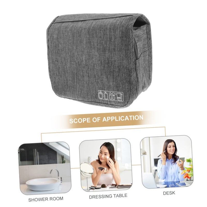 Large Capacity Waterproof Travel Toiletry Bag For Women Cosmetic Organizer Pouch Grey - Image 4