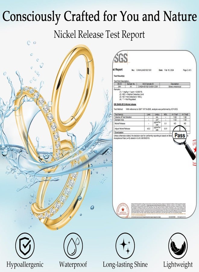 limerencia Titanium Earrings, 3PCS Double Hoop Nose Rings Titanium for Women Men, 16/18G Cartilage Earrings for Helix, Rook, Tragus, Daith, Conch,Implant Grade Piercing Jewelry 6/8/10mm - Image 3