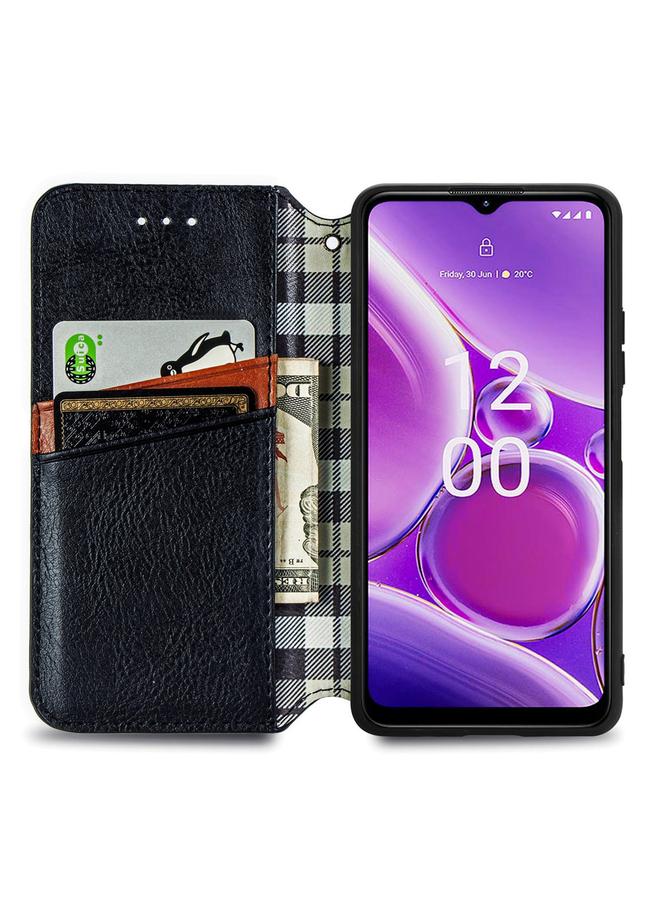 S-TOP Case For Nokia G42 Cubic Grid Pressed Magnetic Leather Phone Case - Image 3