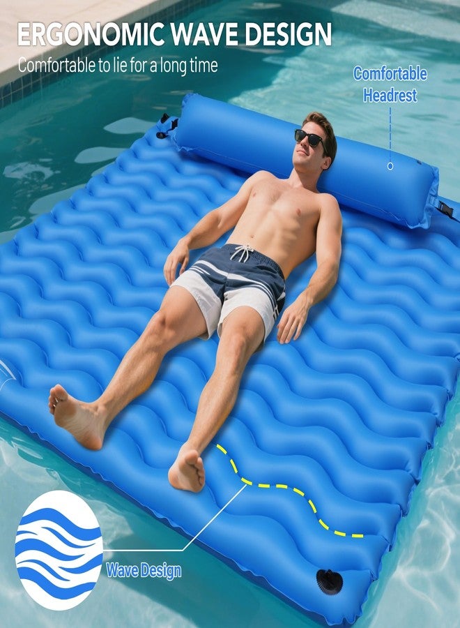Pafolo 2-Person Inflatable Pool Float Adult, 71'' x 71'' Large Pool Lounger Float River Tube with Headrest, Adult Heavy Duty Pool Floats Mat for Swimming Pool, Raft for Pool Party, Lake, Beach, River - Image 5
