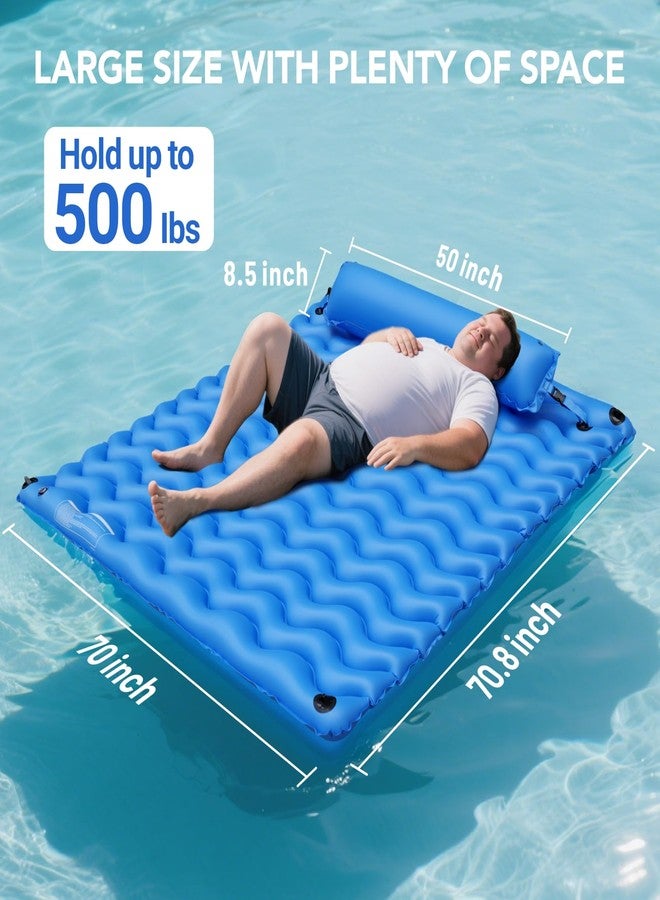 Pafolo 2-Person Inflatable Pool Float Adult, 71'' x 71'' Large Pool Lounger Float River Tube with Headrest, Adult Heavy Duty Pool Floats Mat for Swimming Pool, Raft for Pool Party, Lake, Beach, River - Image 4