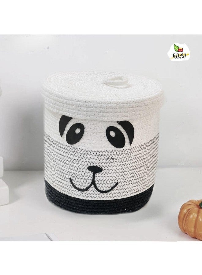 Rosslyn Kids Lid Basket with Beautiful Characters - Rope Storage Basket for Baby Diaper, Stuffed Animal Storage Bin Rope Basket for Kids Toy, Baby Laundry Baskets with lid - Dogg - Image 1