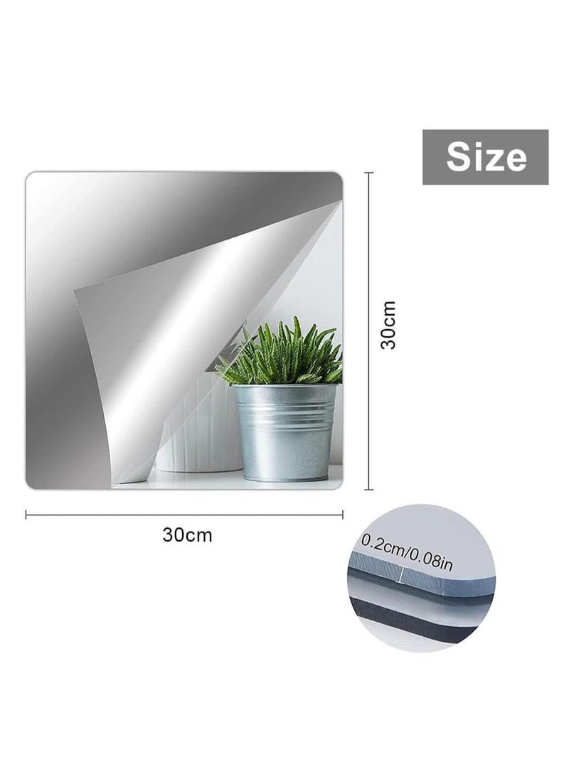 RATSAW - 3Pack Self Adhesive Acrylic Mirror Non Glass Sticky Mirror Flexible Plastic Mirror Sheets Wall Stickers Full Length Mirror Wall Mounted Frameless Mirror Set for Bedroom Living Room 30 x 30cm - Image 1