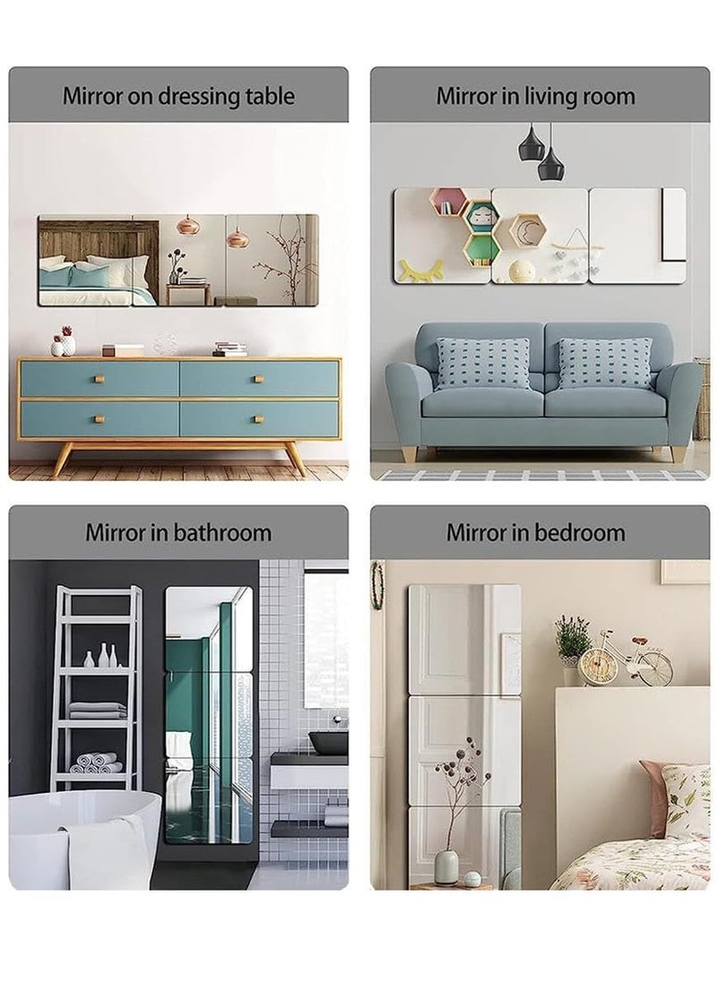 RATSAW - 3Pack Self Adhesive Acrylic Mirror Non Glass Sticky Mirror Flexible Plastic Mirror Sheets Wall Stickers Full Length Mirror Wall Mounted Frameless Mirror Set for Bedroom Living Room 30 x 30cm - Image 1