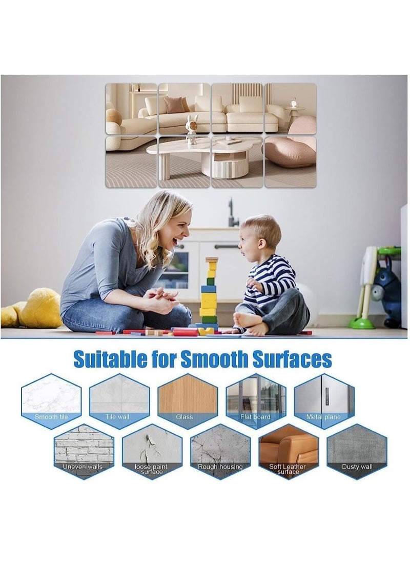 RATSAW - 3Pack Self Adhesive Acrylic Mirror Non Glass Sticky Mirror Flexible Plastic Mirror Sheets Wall Stickers Full Length Mirror Wall Mounted Frameless Mirror Set for Bedroom Living Room 30 x 30cm - Image 1