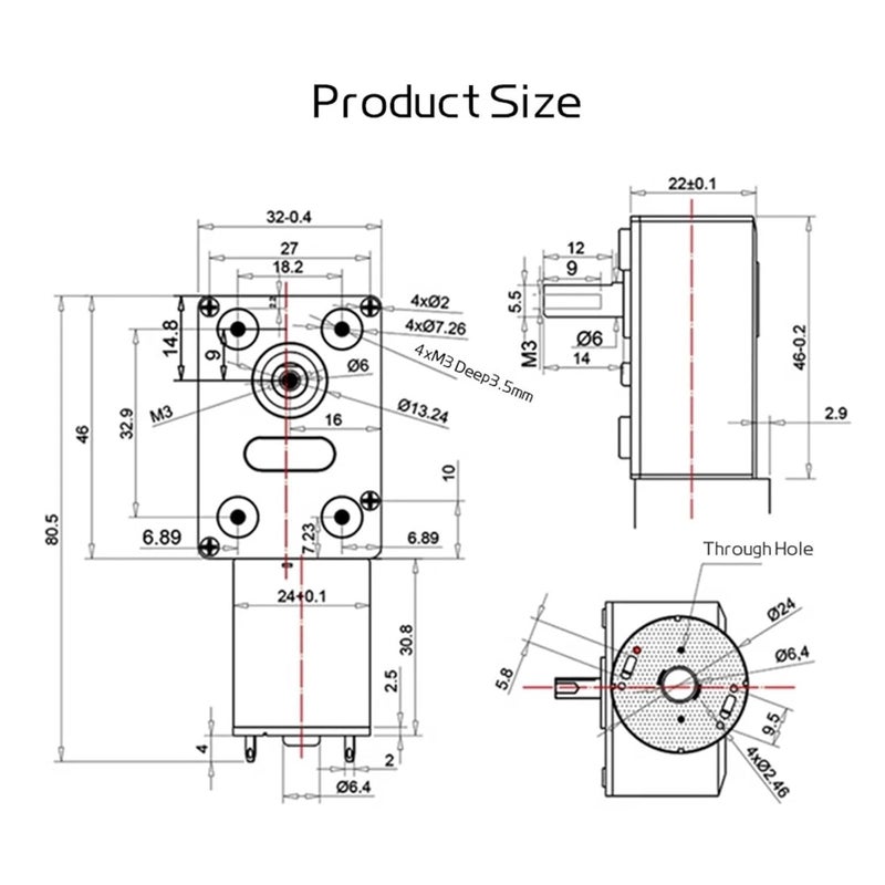 24V JGY 370 Worm Gear Motor 210RPM High Torque Forward Reverse Speed Control Self Locking - Image 3