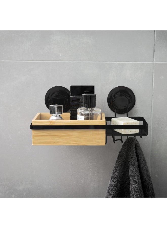 COMPACTOR Bestlock Suction Cup Wall Mount Shower Storage Shelf with Soap Dish Black and Brown 13.5 x 27.3 x 15 cm RAN10214 - Image 5
