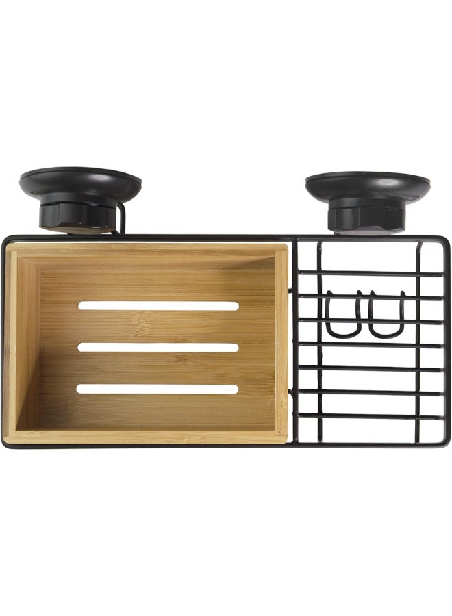 COMPACTOR Bestlock Suction Cup Wall Mount Shower Storage Shelf with Soap Dish Black and Brown 13.5 x 27.3 x 15 cm RAN10214 - Image 4