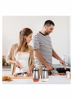 SYOSI 2Pcs Salt and Pepper Shakers Set, SYOSI Salt Shaker with Adjustable Pour Holes, 304 Stainless Steel and Glass Spice Dispenser Refillable, Perfect for Black Pepper, Sea Salts  - Image 5