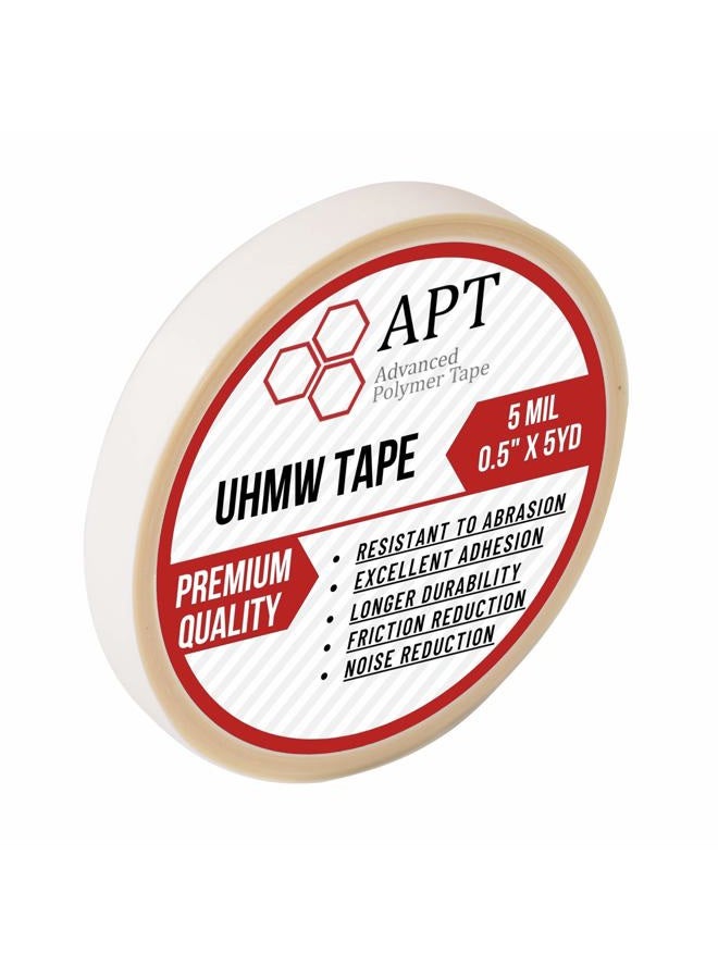 APT Advanced Polymer Tape APT, UHMW (Ultra-high Molecular Weight) Polyethylene Tape, Resists Abrasion, Impact, for Surface Protection and Friction and Noise Reduction for Lining Sliding Surfaces. (0.5" x 5Yds, 5 Mil UHMW) - Image 1