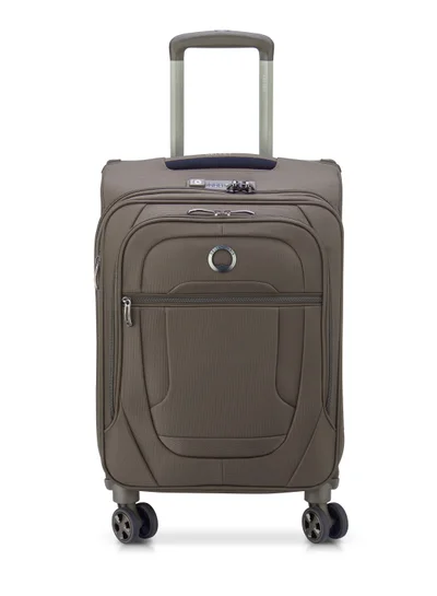 DELSEY Paris Helium DLX 55cm Softcase 4 Double Wheel Expandable Cabin Luggage Trolley Mocha