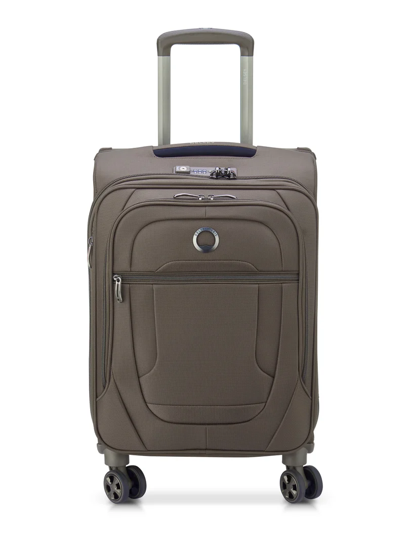 DELSEY Paris Helium DLX 55cm Softcase 4 Double Wheel Expandable Cabin Luggage Trolley Mocha
