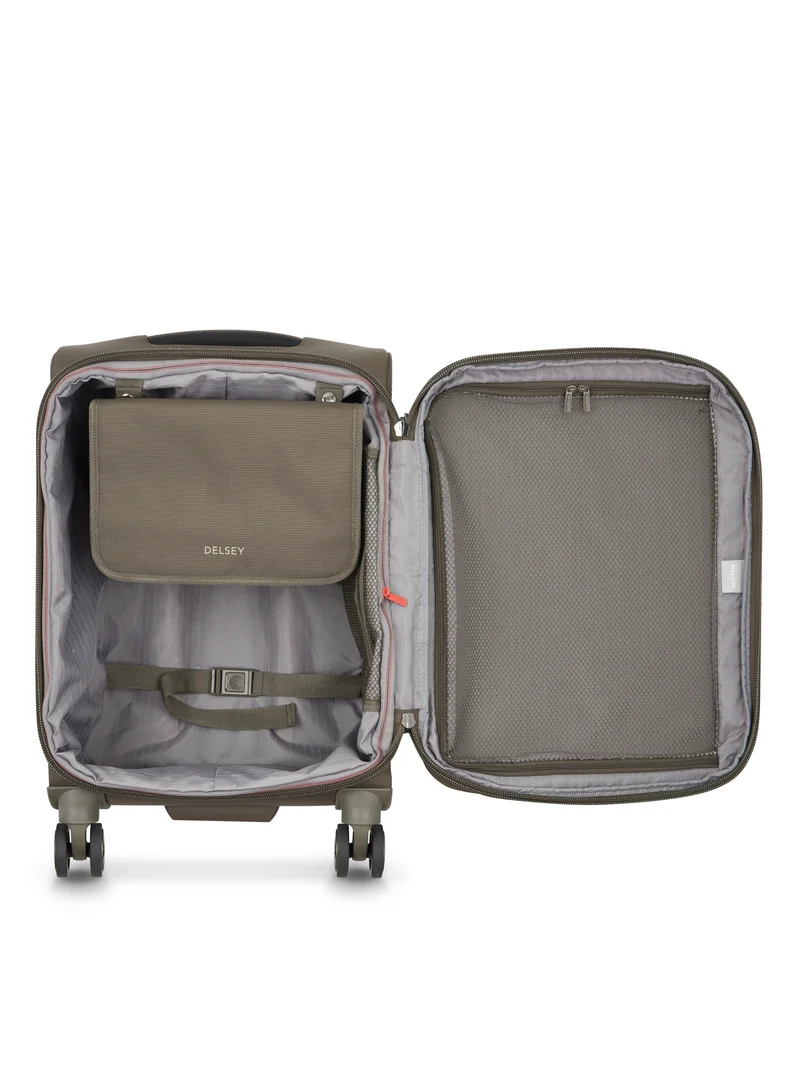 DELSEY Paris Helium DLX 55cm Softcase 4 Double Wheel Expandable Cabin Luggage Trolley Mocha