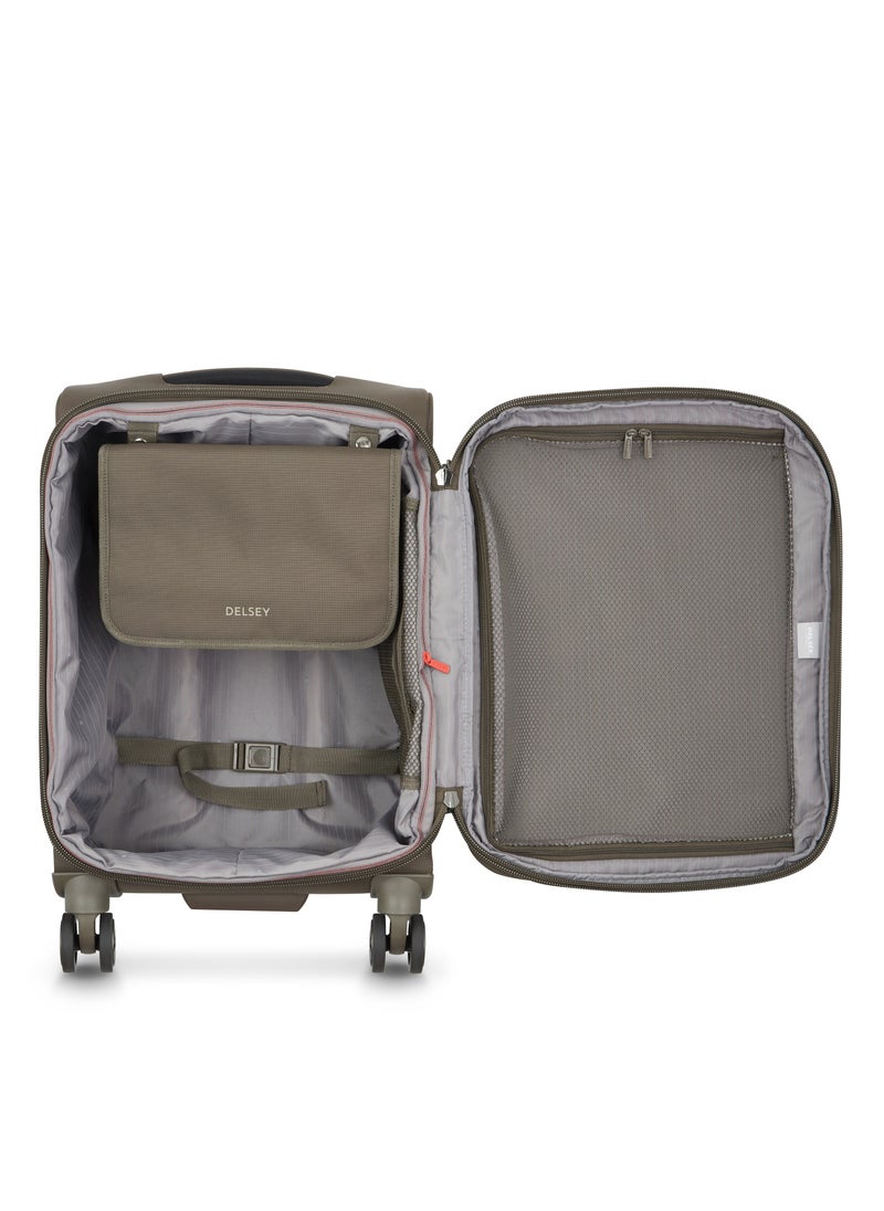 DELSEY Paris Helium DLX 55cm Softcase 4 Double Wheel Expandable Cabin Luggage Trolley Mocha  - Image 5