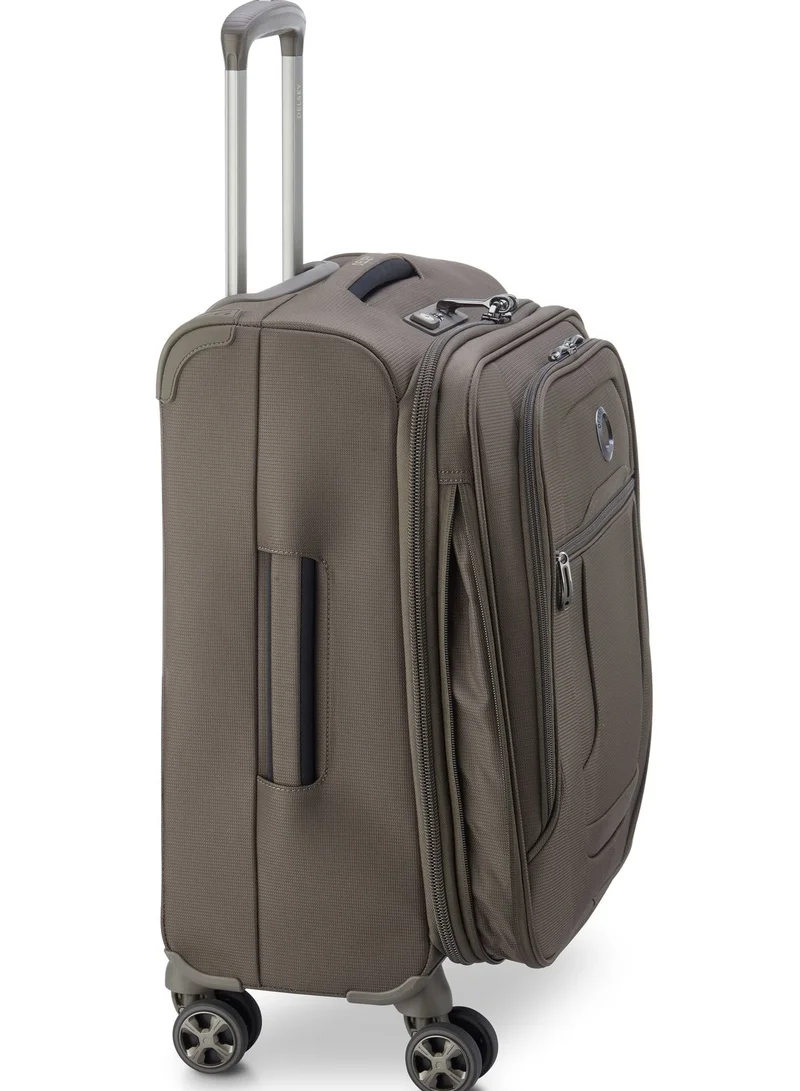 DELSEY Paris Small Helium DLX 2.0 - 55 Cm Softcase 4-Double Wheeled Expandable Cabin Luggage Trolley - Mocha  | Best Price UAE