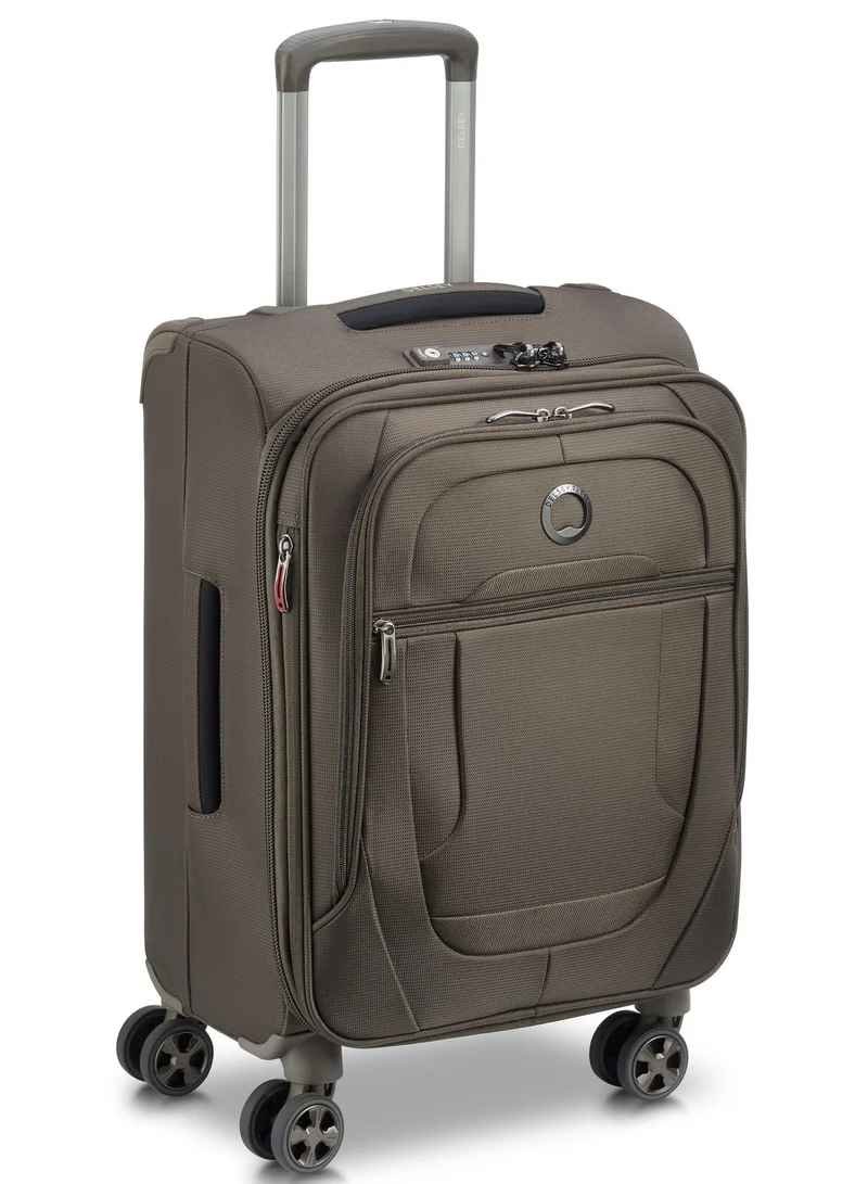 DELSEY Paris Small Helium DLX 2.0 - 55 Cm Softcase 4-Double Wheeled Expandable Cabin Luggage Trolley - Mocha  | Best Price UAE